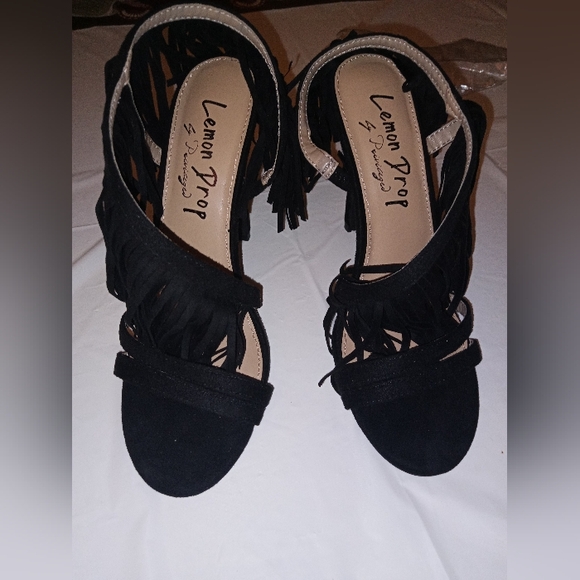 Black Fringe Heels Lemon Drop by Privileged - Picture 4 of 9